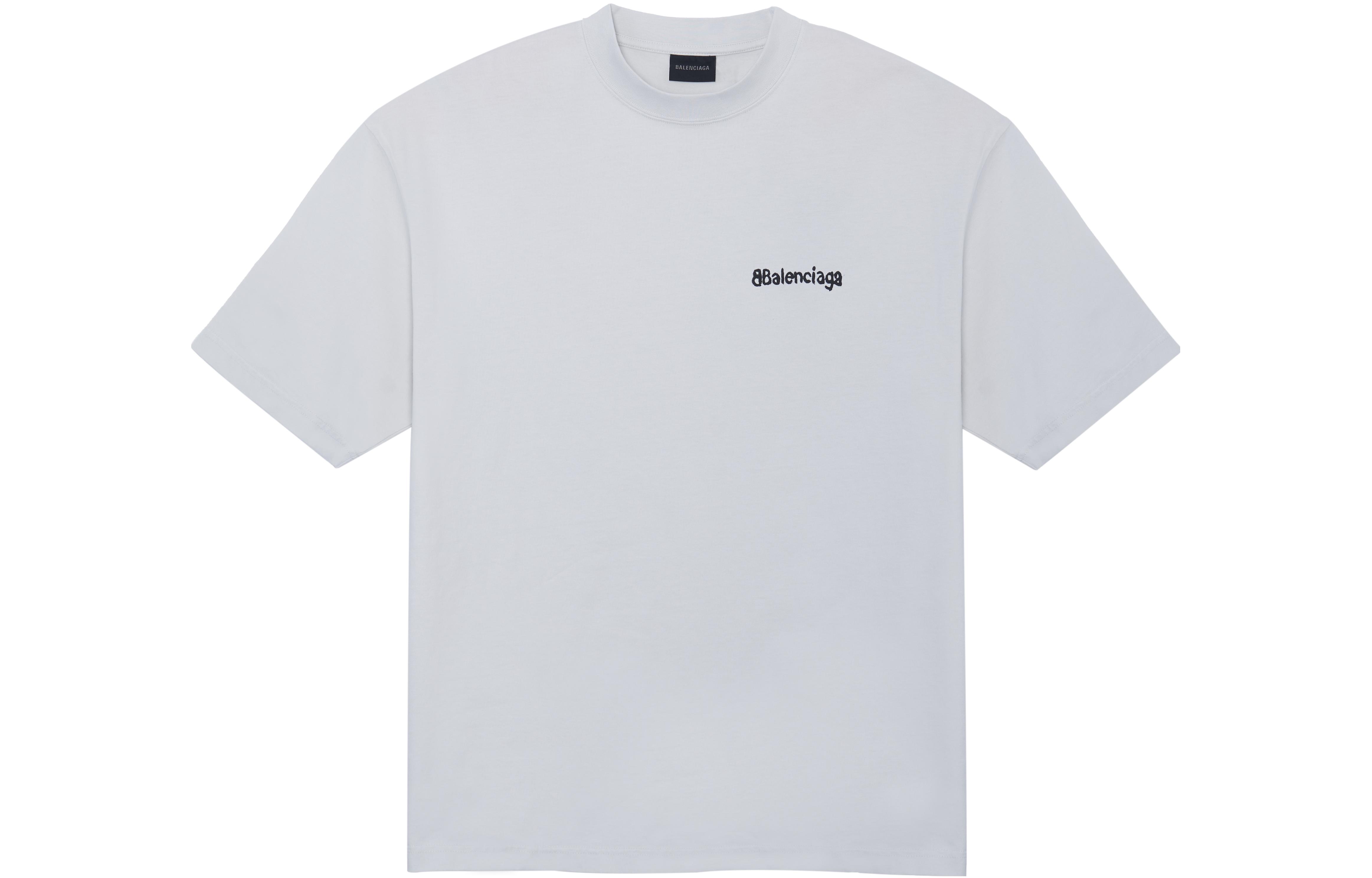 Balenciaga FW23  Oversized White T-Shirt with Logo Print Crewneck. 612966TOVO99081