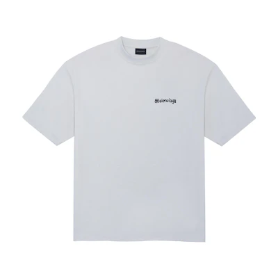 Balenciaga FW23 Oversized White T-Shirt with Logo Print Crewneck. 612966TOVO99081