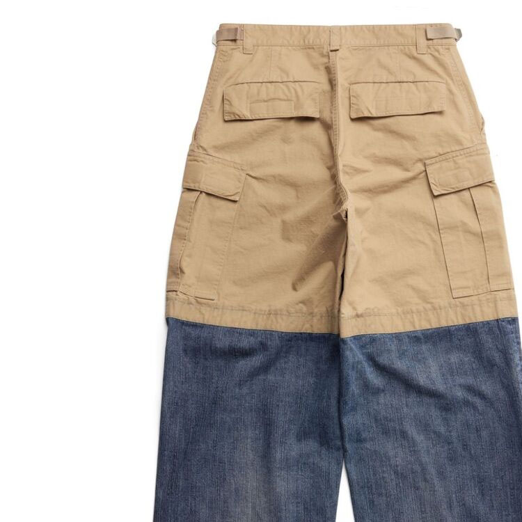 Sizing Balenciaga FW23 Celana Longgar Patchwork Wide-Leg Zipper Distressed. 746492TKP279501