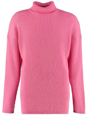 Balenciaga FW23 Pink Logo Print Mock Neck Oversized Sweater. 583089T31545630 Order Balenciaga FW23 Pink Logo Print Mock Neck Oversized Sweater. 583089T31545630