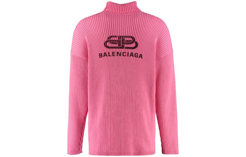 Lookbook Balenciaga FW23 Sweater Oversized Warna Pink Logo Print Mock Neck. 583089T31545630