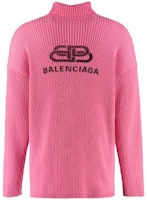 Balenciaga FW23 Sweater Oversized Warna Pink Logo Print Mock Neck. 583089T31545630 Lookbook Balenciaga FW23 Sweater Oversized Warna Pink Logo Print Mock Neck. 583089T31545630
