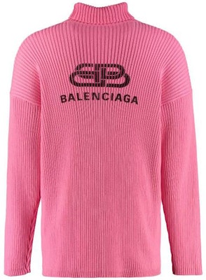 Balenciaga FW23 Pink Logo Print Mock Neck Oversized Sweater. 583089T31545630 Lookbook Balenciaga FW23 Pink Logo Print Mock Neck Oversized Sweater. 583089T31545630