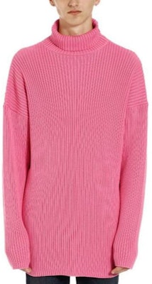 Balenciaga FW23 Pink Logo Print Mock Neck Oversized Sweater. 583089T31545630 Shop Balenciaga FW23 Pink Logo Print Mock Neck Oversized Sweater. 583089T31545630