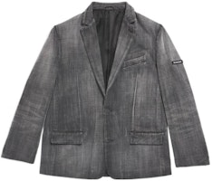 Balenciaga FW23 Washed Logo Blazer Jacket Regular Fit - Stone Gray. 767953TPW541011 Balenciaga FW23 Washed Logo Blazer Jacket Regular Fit - Stone Gray. 767953TPW541011