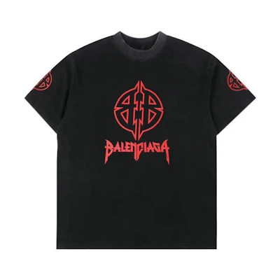 Balenciaga FW23 Alphabet Logo Print Black T-Shirt Regular Fit . 764235TPVI21568