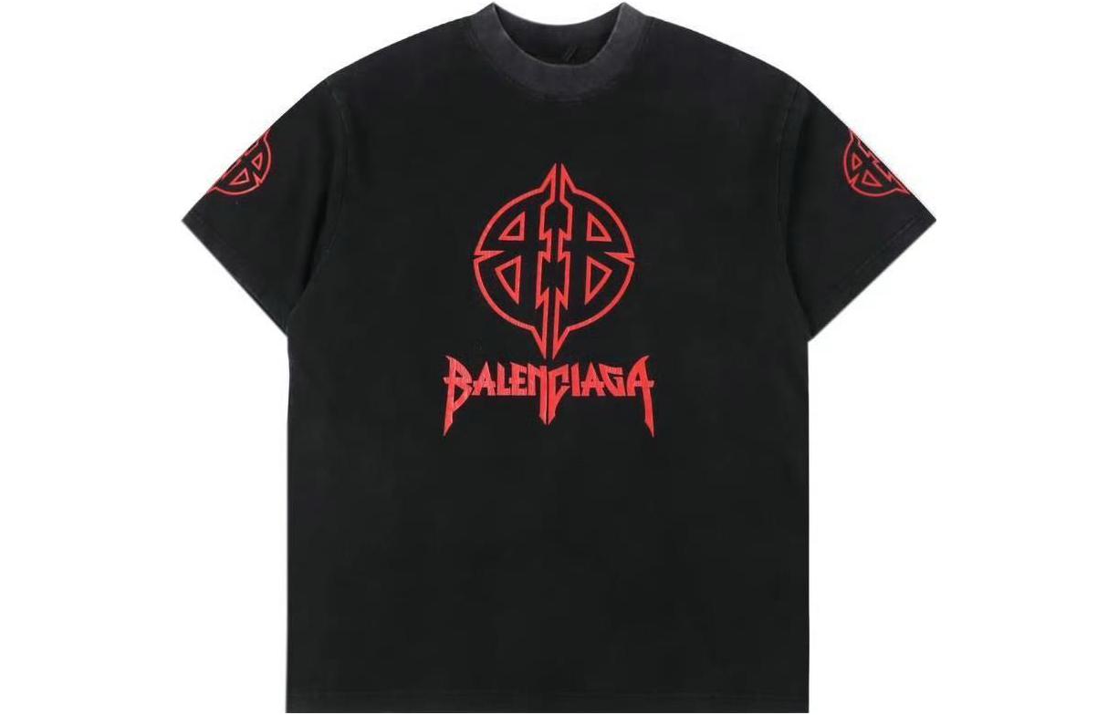 Order バレンシアガ FW23 アルファベットロゴプリント ブラックTシャツ レギュラーフィット 764235TPVI21568