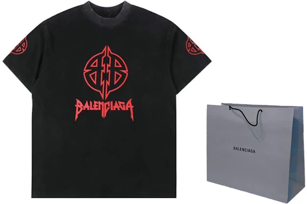 Balenciaga FW23 Baju-T Hitam Cetakan Logo Alphabet Regular Fit. 764235TPVI21568 Shop Balenciaga FW23 Baju-T Hitam Cetakan Logo Alphabet Regular Fit. 764235TPVI21568
