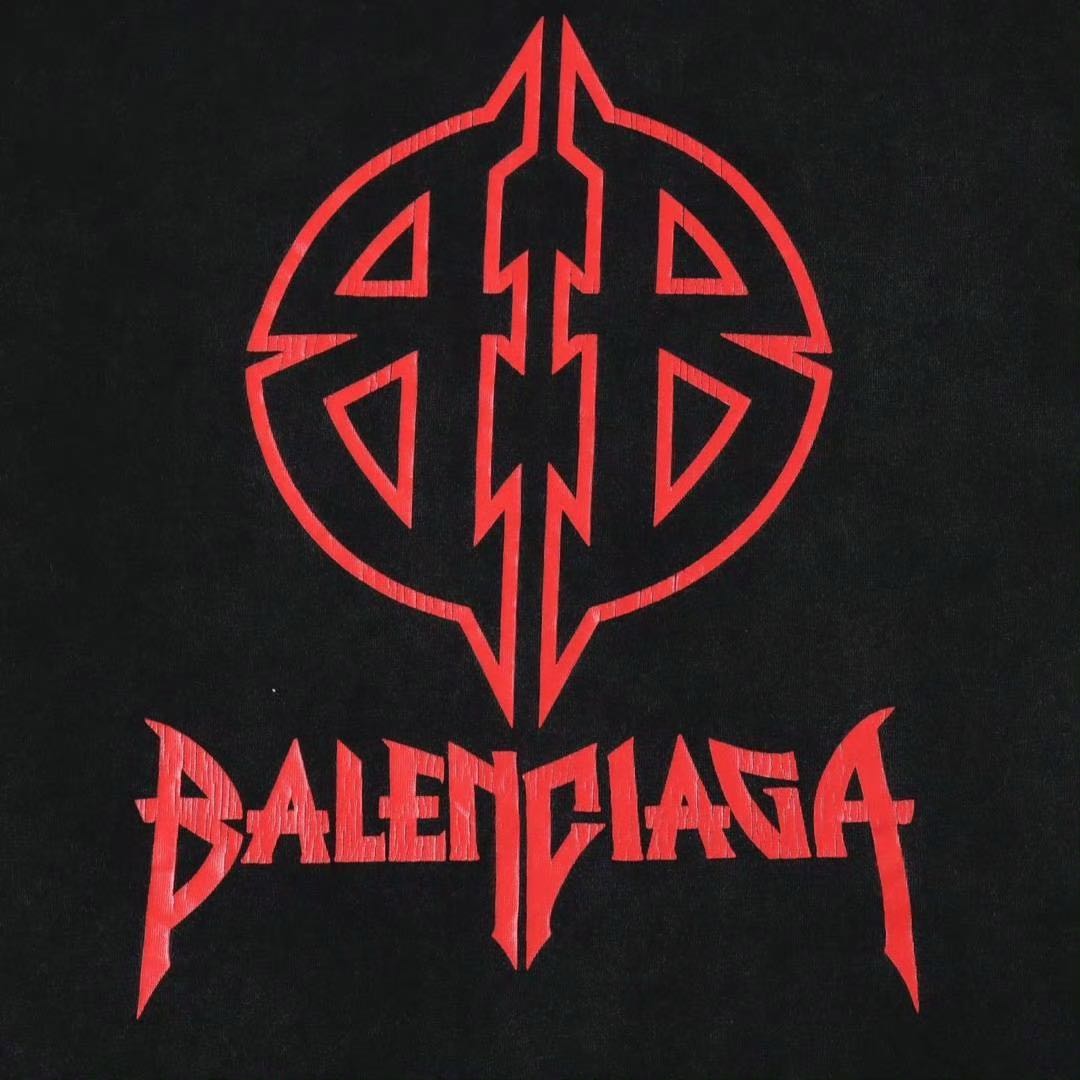 Purchase バレンシアガ FW23 アルファベットロゴプリント ブラックTシャツ レギュラーフィット 764235TPVI21568
