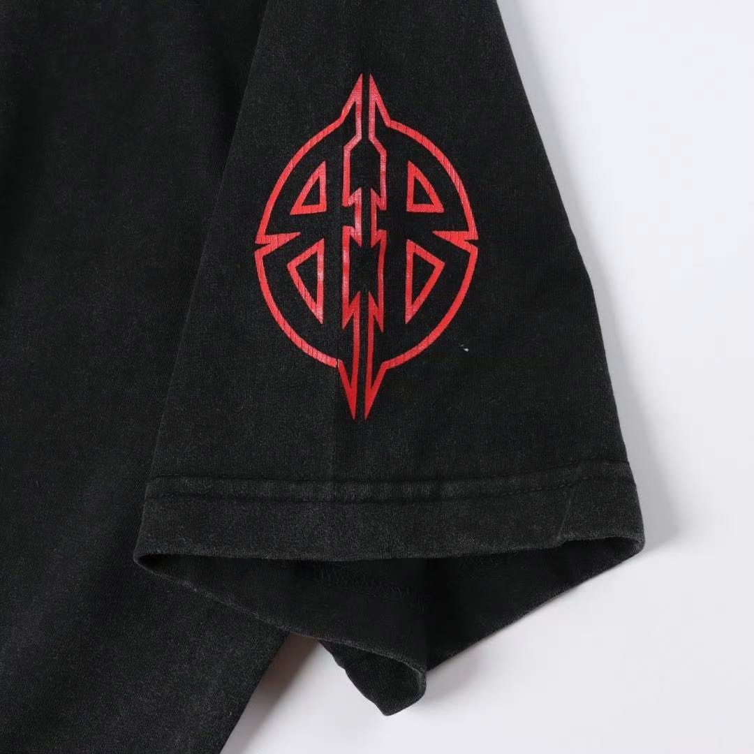 Sizing バレンシアガ FW23 アルファベットロゴプリント ブラックTシャツ レギュラーフィット 764235TPVI21568