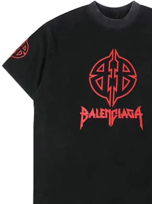 Balenciaga FW23 Baju-T Hitam Cetakan Logo Alphabet Regular Fit. 764235TPVI21568 1