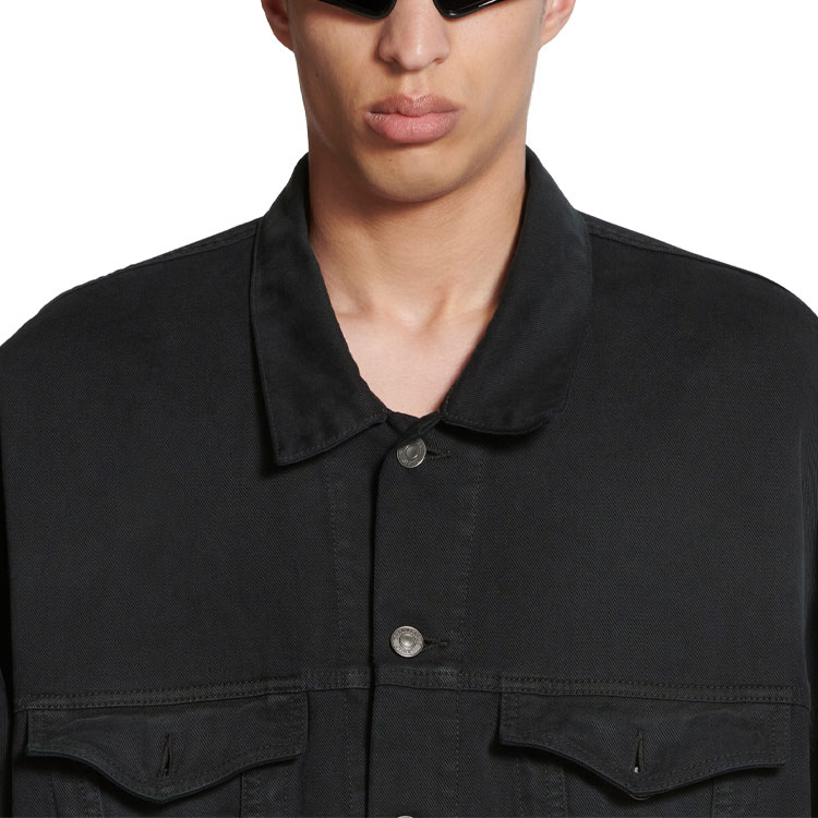 Balenciaga FW23 Black Denim Jacket Single-breasted Pocket Unisex Loose Fit. 767943TNW111672 圖 7