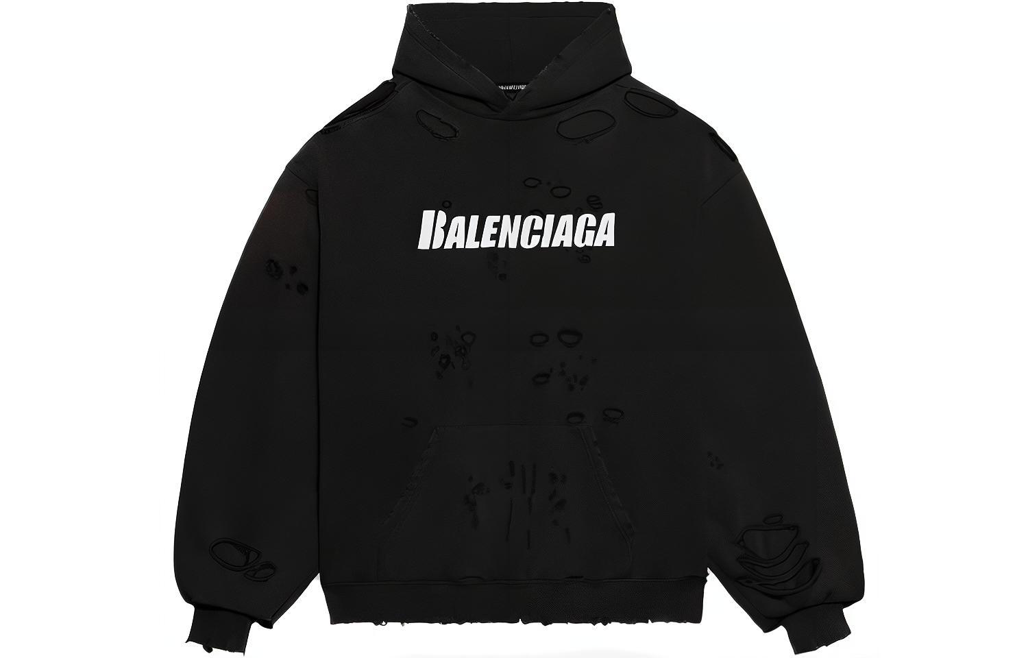 Buy 巴黎世家FW23黑色破坏风艺术印花卫衣. 659403TKVB61093
