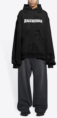 巴黎世家FW23黑色破坏风艺术印花卫衣. 659403TKVB61093 Shop 巴黎世家FW23黑色破坏风艺术印花卫衣. 659403TKVB61093