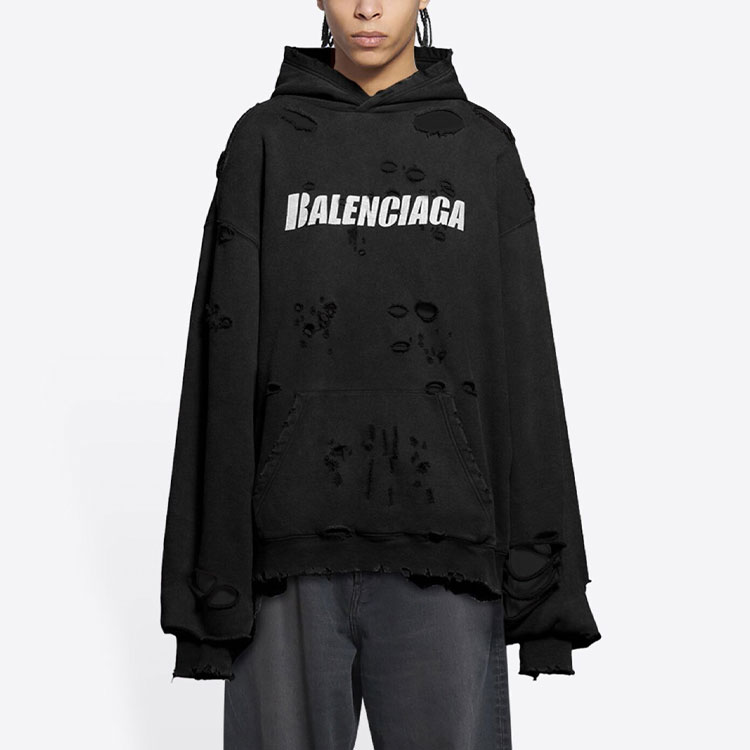 Purchase 巴黎世家FW23黑色破坏风艺术印花卫衣. 659403TKVB61093
