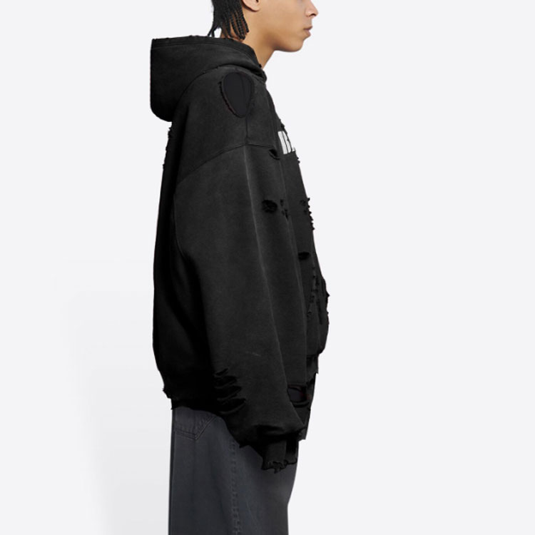 Sizing 巴黎世家FW23黑色破坏风艺术印花卫衣. 659403TKVB61093