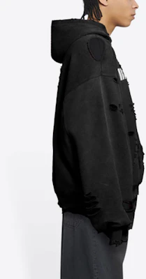 巴黎世家FW23黑色破坏风艺术印花卫衣. 659403TKVB61093 Sizing 巴黎世家FW23黑色破坏风艺术印花卫衣. 659403TKVB61093