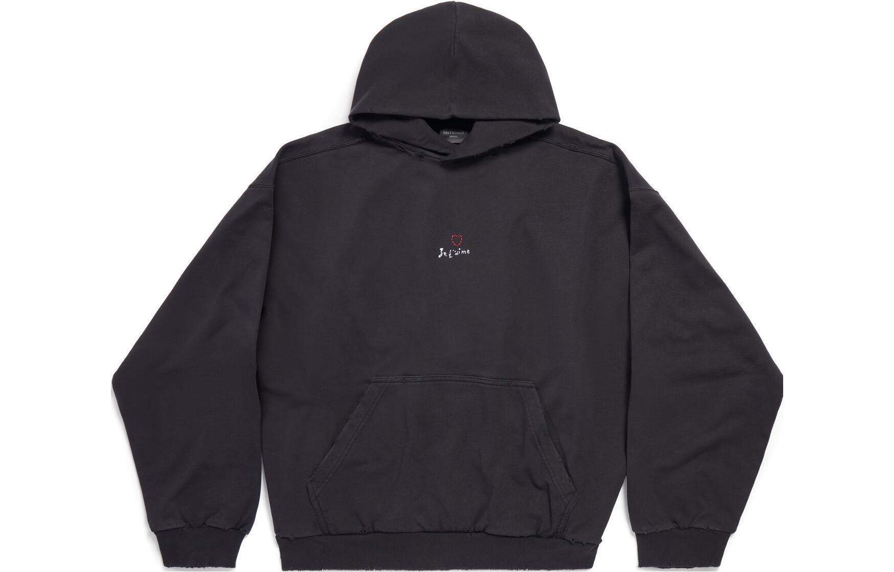 Balenciaga FW23 Black Embroidered Logo Unisex Casual Long-Sleeve Sweatshirt 742603TOVM89070