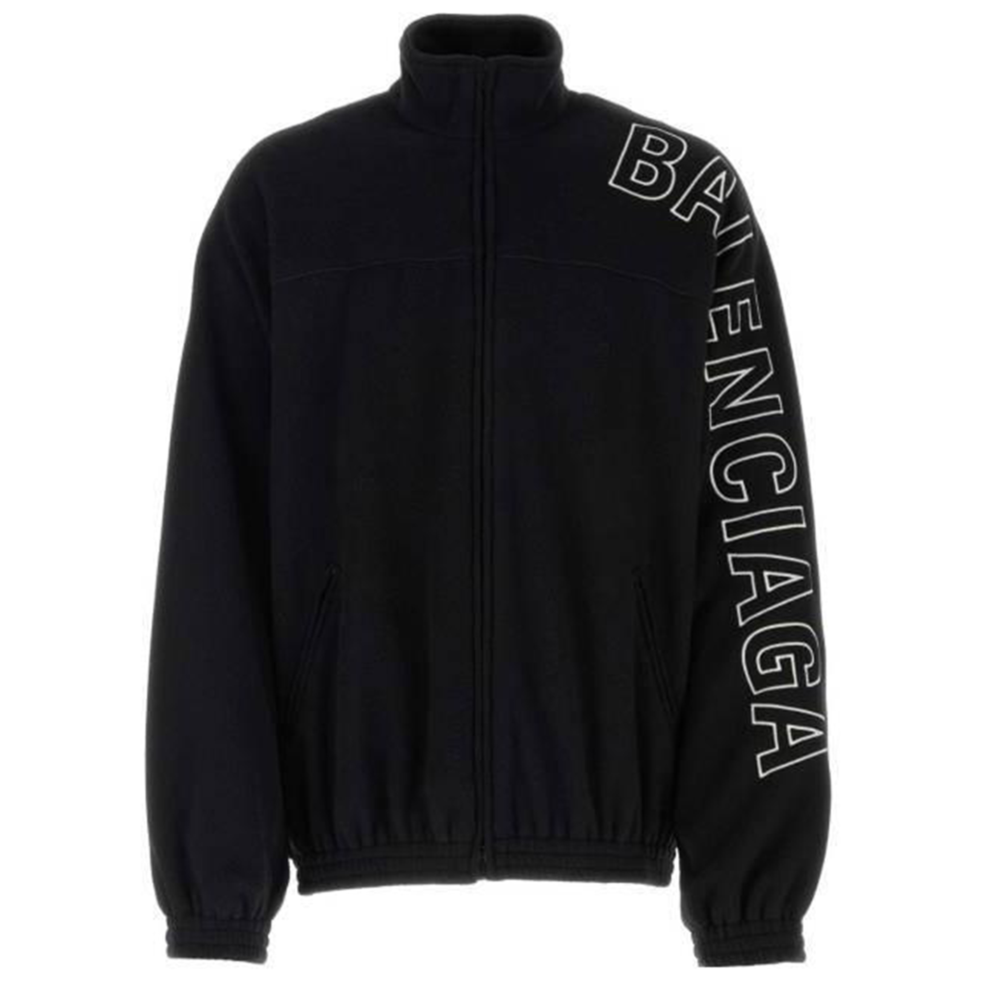 Balenciaga FW23 Black Logo Print High Neck Long Sleeve Jacket Unisex. 755106TJQ321000