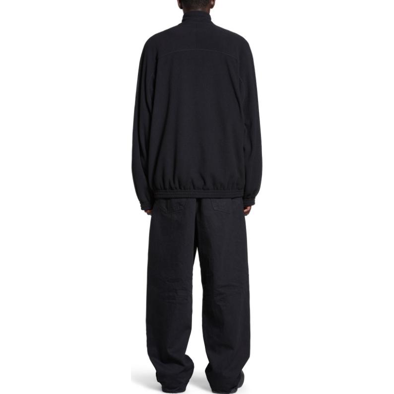 Shop 발렌시아가 FW23 블랙 로고 프린트 하이넥 롱슬리브 재킷 유니섹스. 755106TJQ321000