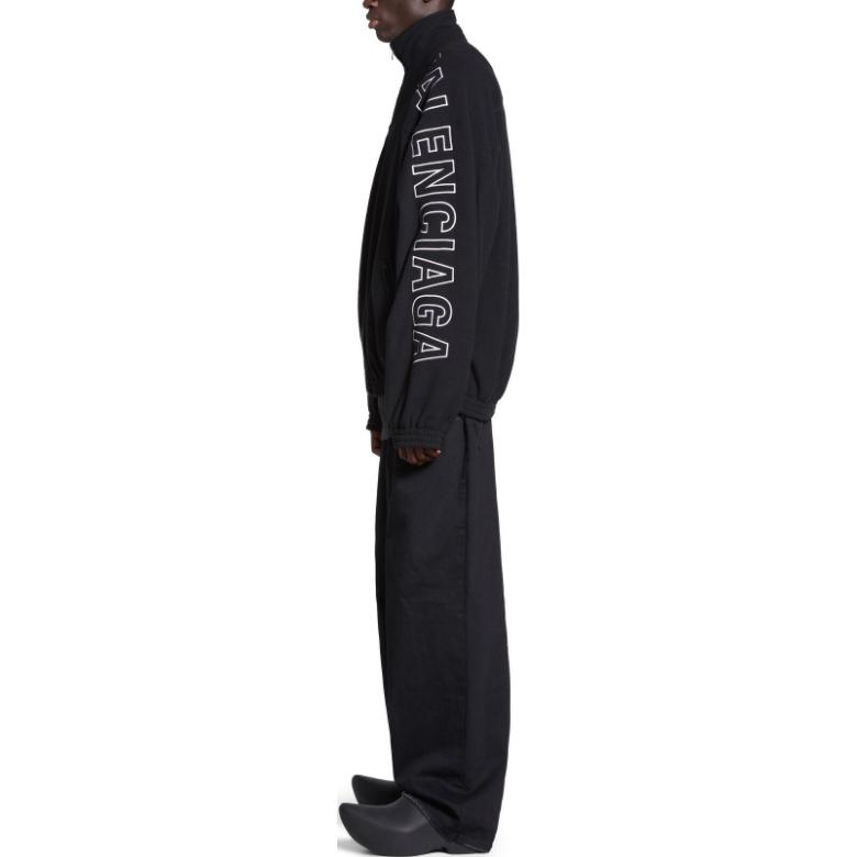 Purchase 발렌시아가 FW23 블랙 로고 프린트 하이넥 롱슬리브 재킷 유니섹스. 755106TJQ321000