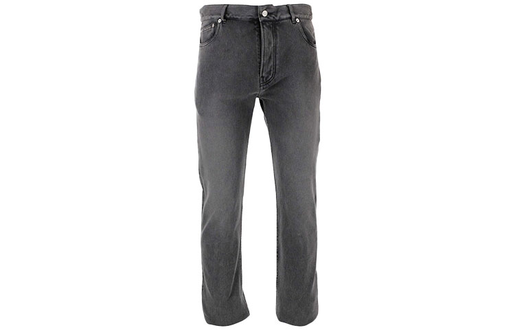 Order Balenciaga FW23 Celana Jeans Hitam Loose Fit Straight-Leg Kancing 662766TKVG51000