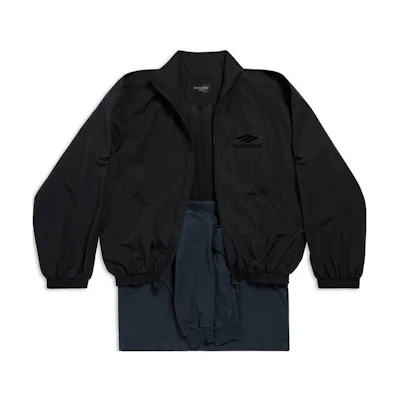 Balenciaga FW23 Black Patchwork Zipper Relaxed Fit Unisex Casual Long Sleeve Jacket 770500TNQ251000