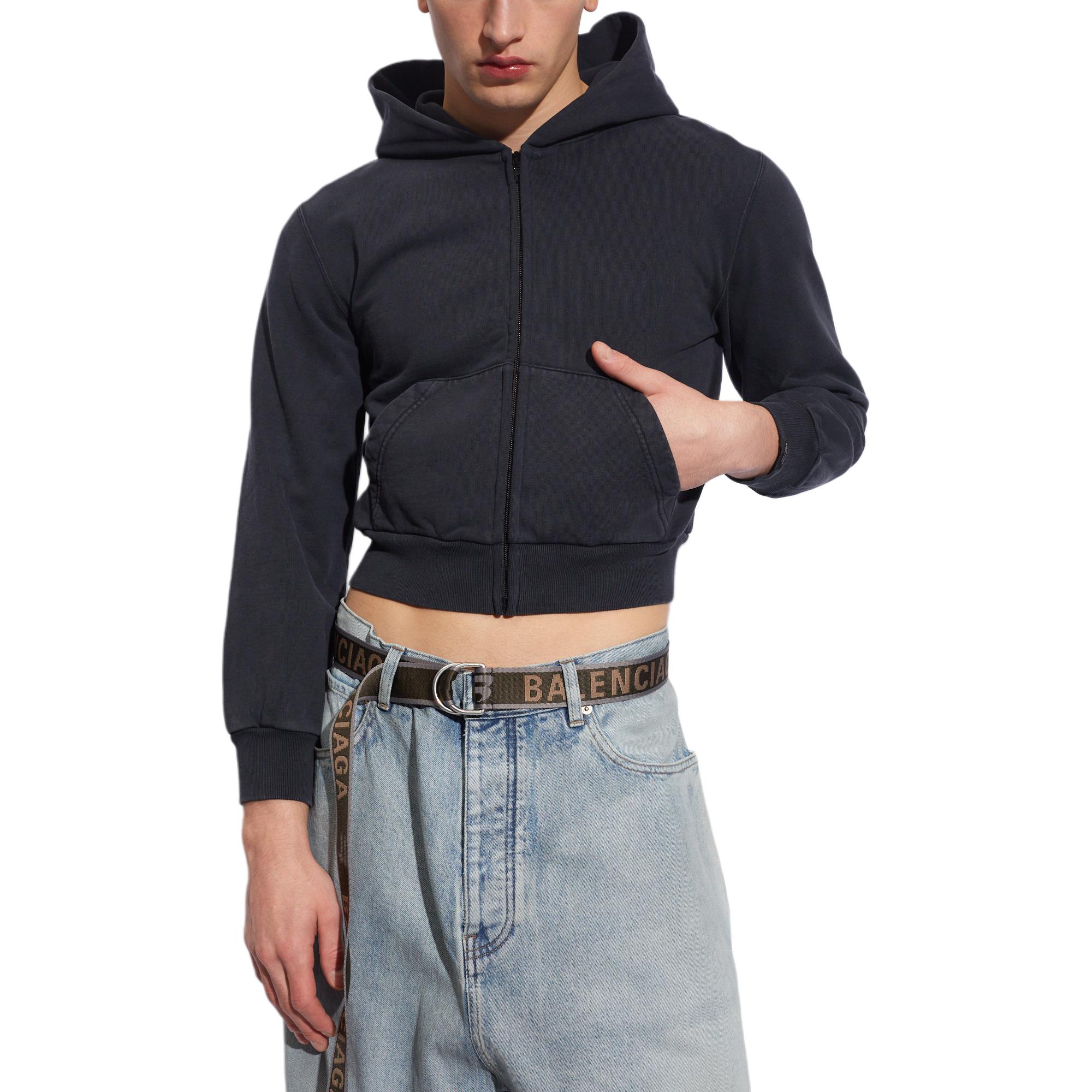 Purchase 巴黎世家FW23男士黑色修身连帽拉链卫衣及短裤套装 773284TPVO91083