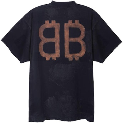 발렌시아가 FW23 블랙 오버사이즈 로고 프린트 유니섹스 크루넥 티셔츠. 739028TOVN81055 Lookbook 발렌시아가 FW23 블랙 오버사이즈 로고 프린트 유니섹스 크루넥 티셔츠. 739028TOVN81055