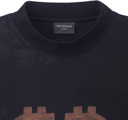 발렌시아가 FW23 블랙 오버사이즈 로고 프린트 유니섹스 크루넥 티셔츠. 739028TOVN81055 Details for 발렌시아가 FW23 블랙 오버사이즈 로고 프린트 유니섹스 크루넥 티셔츠. 739028TOVN81055