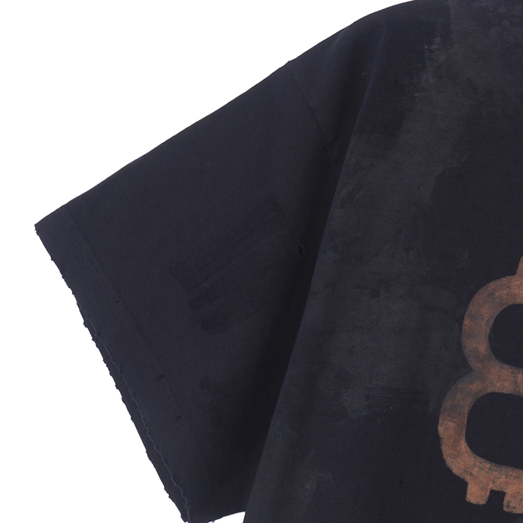 Sizing 발렌시아가 FW23 블랙 오버사이즈 로고 프린트 유니섹스 크루넥 티셔츠. 739028TOVN81055