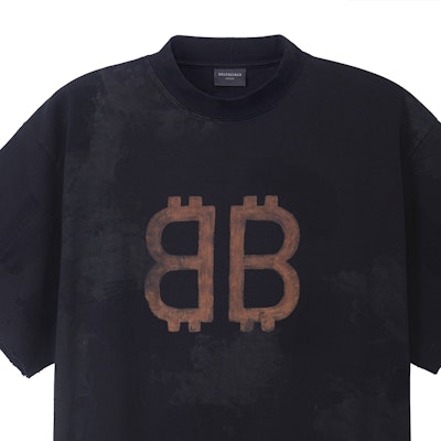 발렌시아가 FW23 블랙 오버사이즈 로고 프린트 유니섹스 크루넥 티셔츠. 739028TOVN81055 Cheap 발렌시아가 FW23 블랙 오버사이즈 로고 프린트 유니섹스 크루넥 티셔츠. 739028TOVN81055