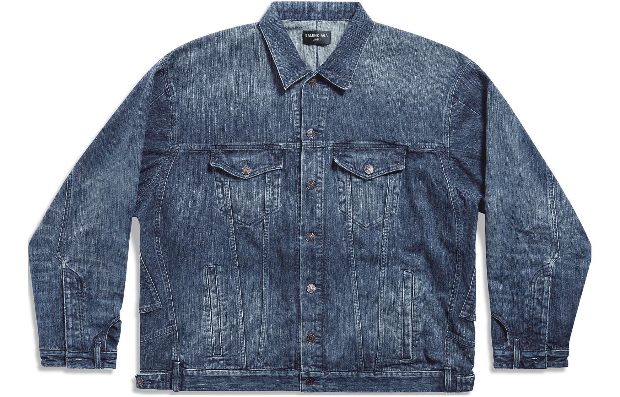 Order Balenciaga FW23 Jaket Denim Biru Longgar Gaya Kasual. 767943TNW654445