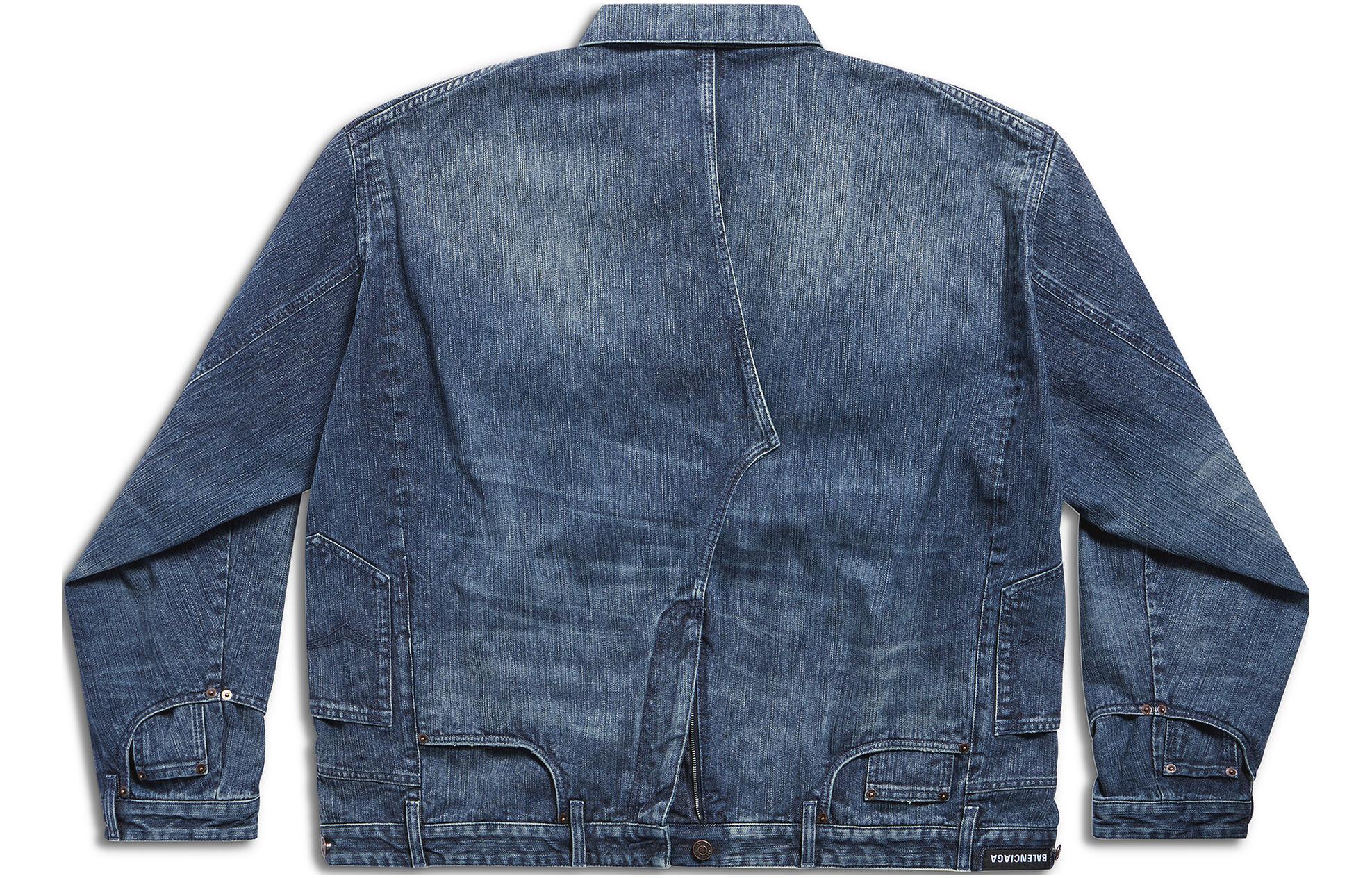 Lookbook Balenciaga FW23 Jaket Denim Biru Longgar Gaya Kasual. 767943TNW654445