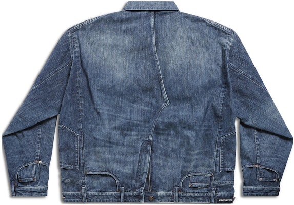 Balenciaga FW23 Jaket Denim Biru Longgar Gaya Kasual. 767943TNW654445 Lookbook Balenciaga FW23 Jaket Denim Biru Longgar Gaya Kasual. 767943TNW654445