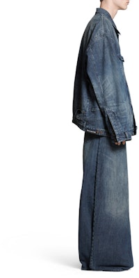 Balenciaga FW23 Jaket Denim Biru Longgar Gaya Kasual. 767943TNW654445 Details for Balenciaga FW23 Jaket Denim Biru Longgar Gaya Kasual. 767943TNW654445