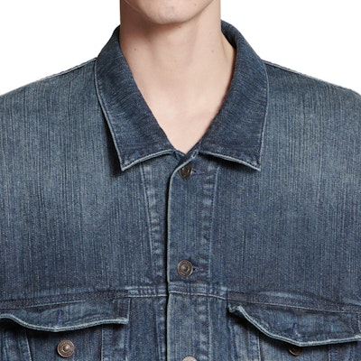 Balenciaga FW23 Jaket Denim Biru Longgar Gaya Kasual. 767943TNW654445 Sizing Balenciaga FW23 Jaket Denim Biru Longgar Gaya Kasual. 767943TNW654445