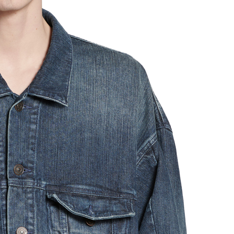 Cheap Balenciaga FW23 Jaket Denim Biru Longgar Gaya Kasual. 767943TNW654445