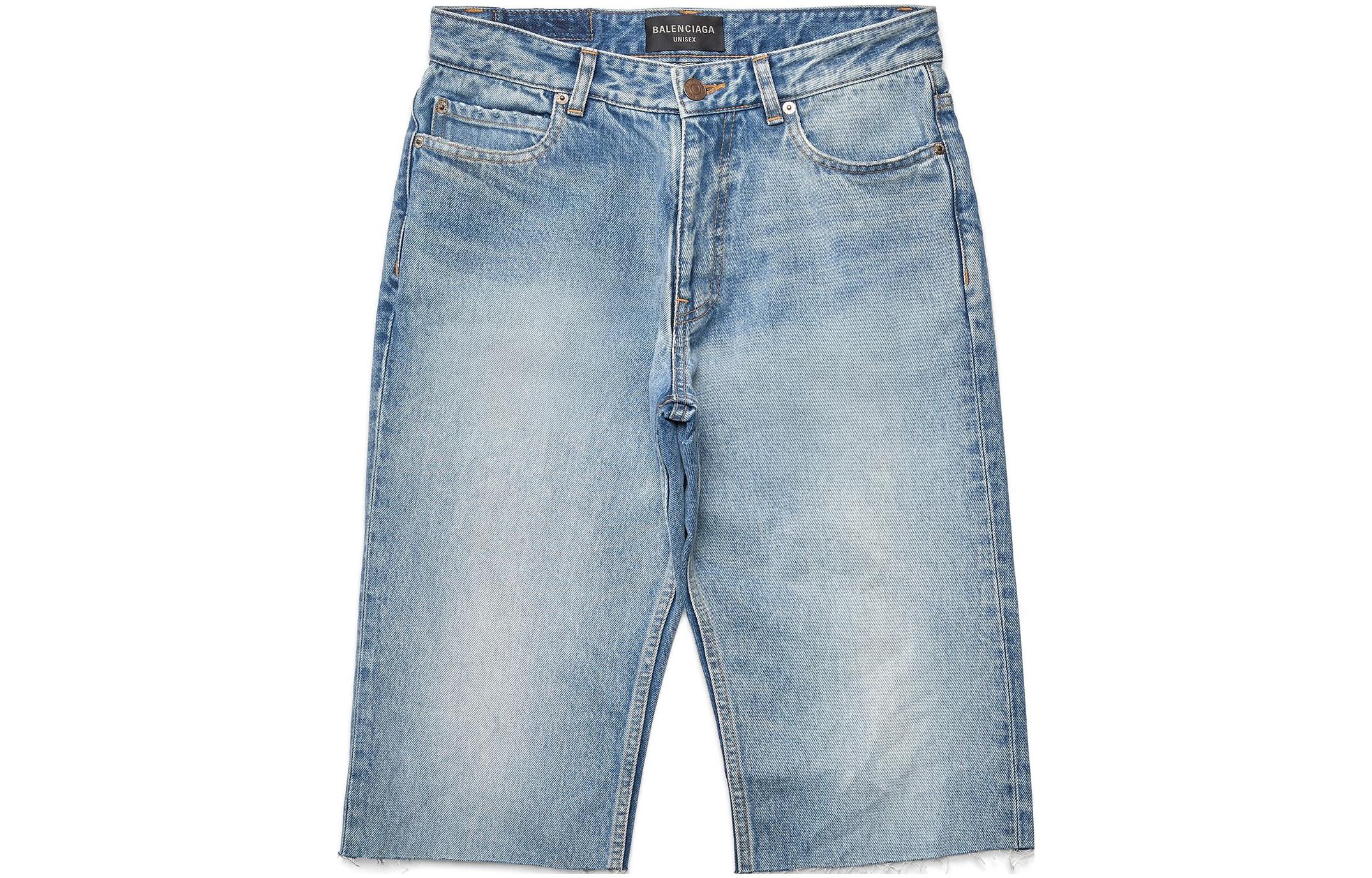 Order Balenciaga FW23 藍色流蘇鬆身直筒牛仔短褲 中性款 753212TDW143341