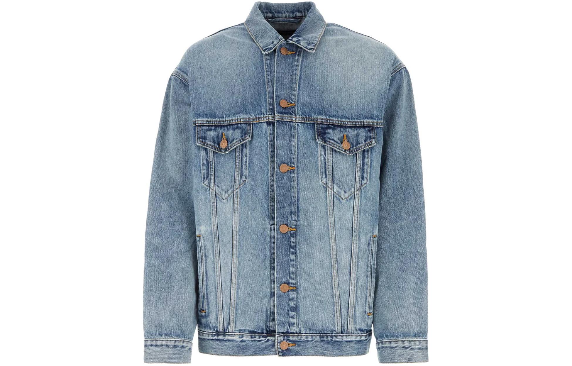 Balenciaga FW23 Blue Loose-Fit Washed Checkered Patch Denim Hoodie Jacket Men. 678354TDW143341 圖 2