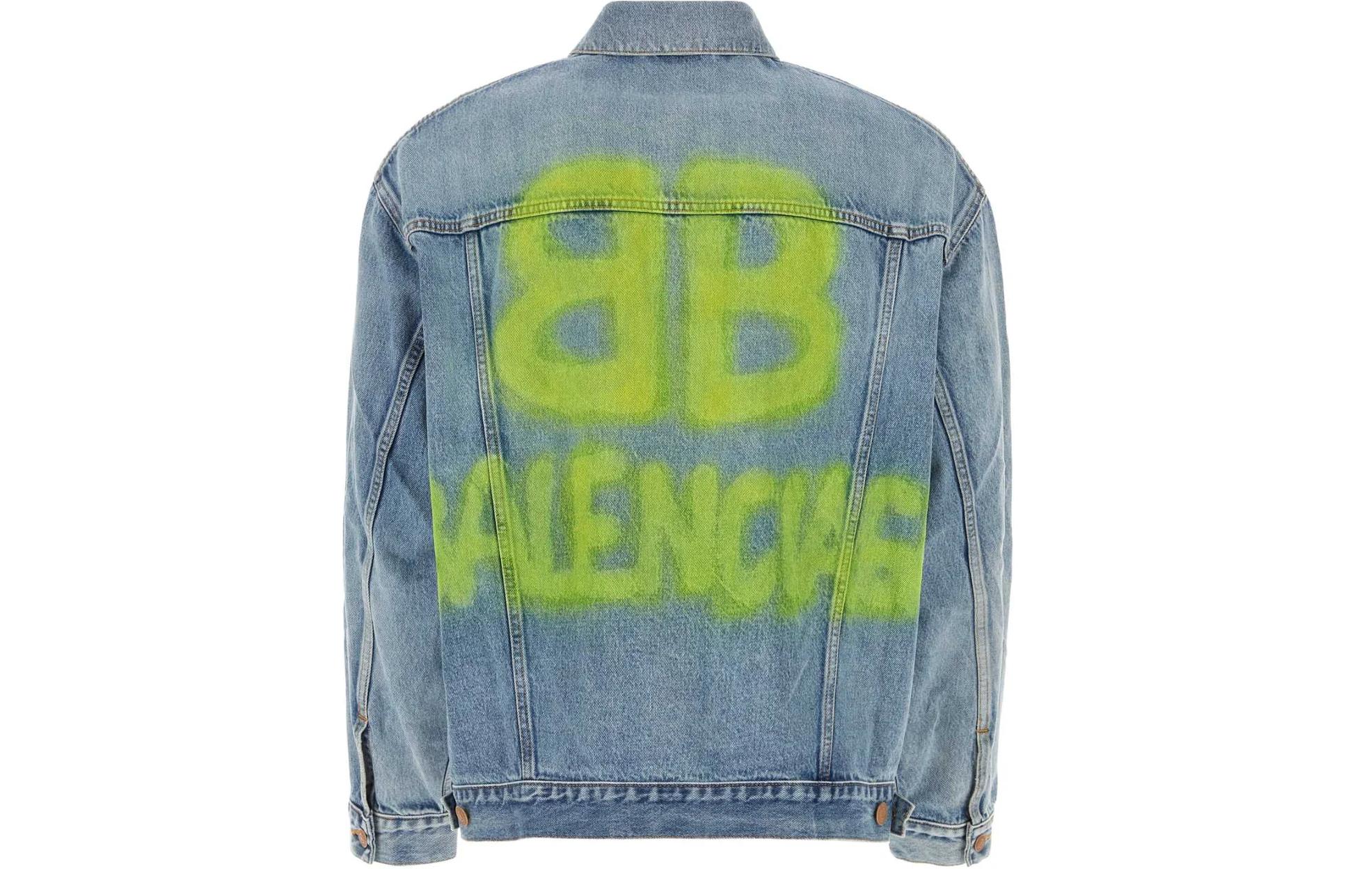 Balenciaga FW23 Blue Loose-Fit Washed Checkered Patch Denim Hoodie Jacket Men. 678354TDW143341 圖 3