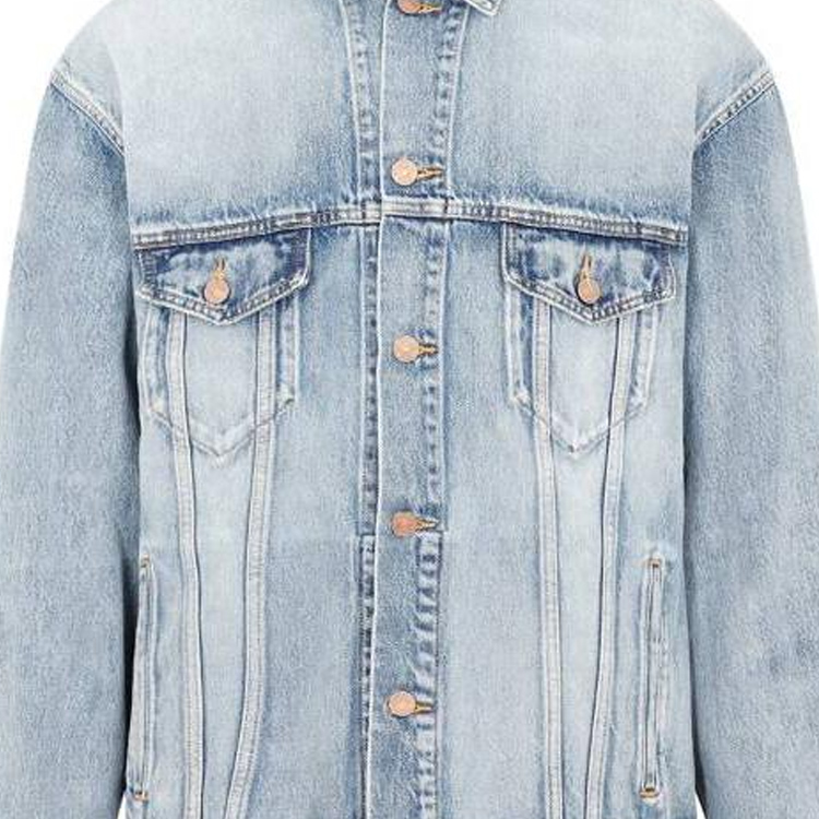 Balenciaga FW23 Blue Loose-Fit Washed Checkered Patch Denim Hoodie Jacket Men. 678354TDW143341 圖 6