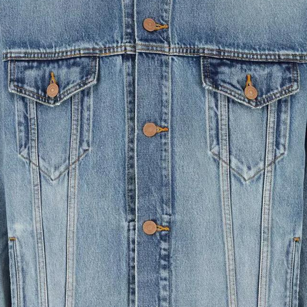 Balenciaga FW23 Blue Loose-Fit Washed Checkered Patch Denim Hoodie Jacket Men. 678354TDW143341 圖 7