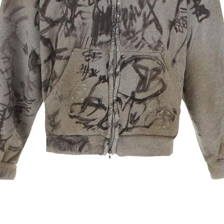 Balenciaga FW23 Brown Distressed Letter Print Zip Hoodie Regular Fit Men’s 744457TOVA81300 圖 4