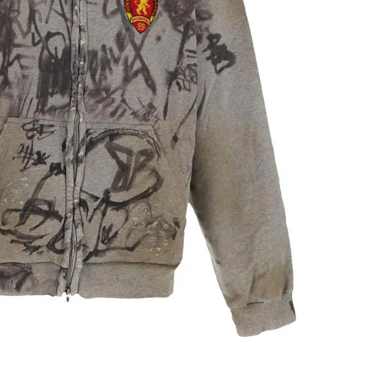 Balenciaga FW23 Brown Distressed Letter Print Zip Hoodie Regular Fit Men’s 744457TOVA81300 圖 6