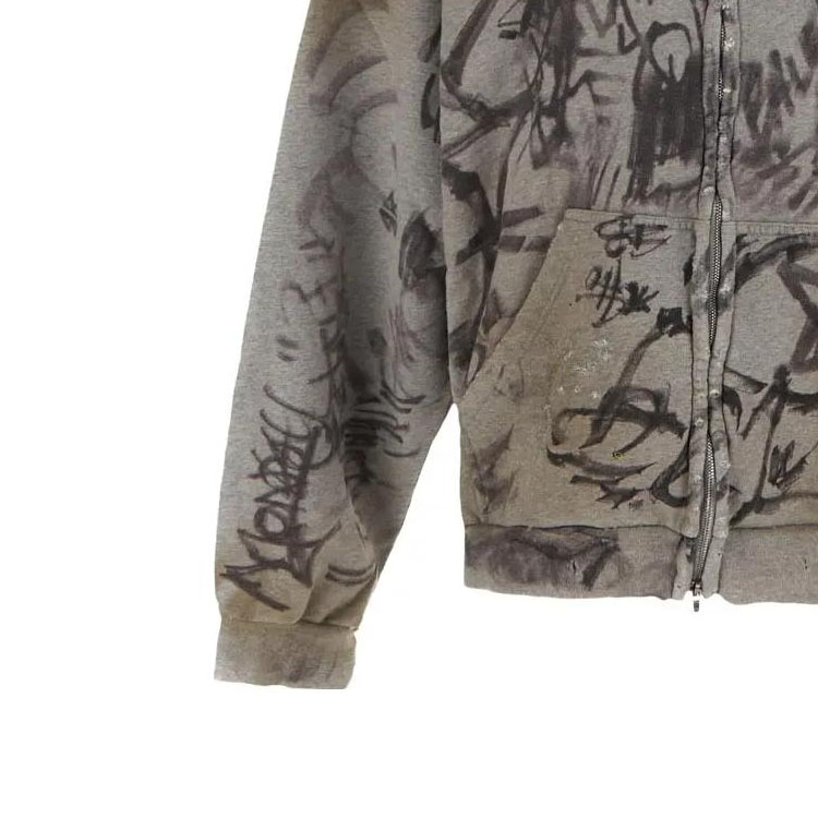 Balenciaga FW23 Brown Distressed Letter Print Zip Hoodie Regular Fit Men’s 744457TOVA81300 圖 7