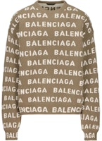 Balenciaga FW23 Brown Letter Intarsia Crewneck Oversized Long Sleeve Sweater Men. 761596T16739677 Balenciaga FW23 Brown Letter Intarsia Crewneck Oversized Long Sleeve Sweater Men. 761596T16739677