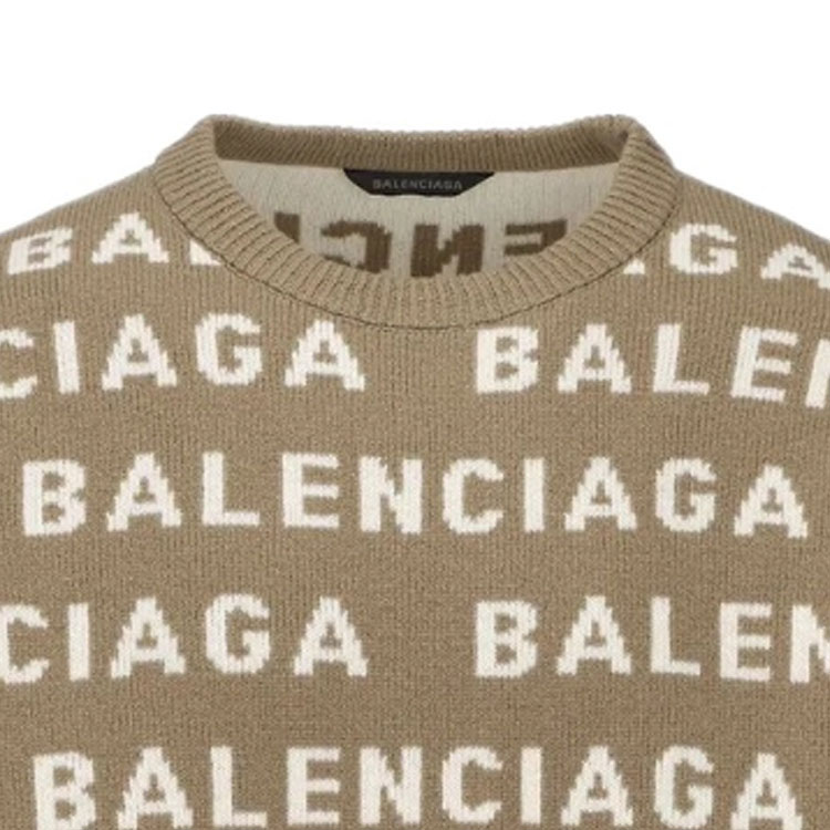 Purchase 발렌시아가 FW23 브라운 레터 인타르시아 오버사이즈 크루넥 롱슬리브 스웨터 남성용. 761596T16739677