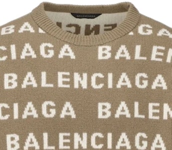 Balenciaga FW23 棕色字母提花男款寬鬆長袖毛衣。 761596T16739677 Purchase Balenciaga FW23 棕色字母提花男款寬鬆長袖毛衣。 761596T16739677