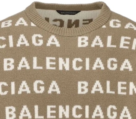 Balenciaga FW23 棕色字母提花男款寬鬆長袖毛衣。 761596T16739677 Purchase Balenciaga FW23 棕色字母提花男款寬鬆長袖毛衣。 761596T16739677
